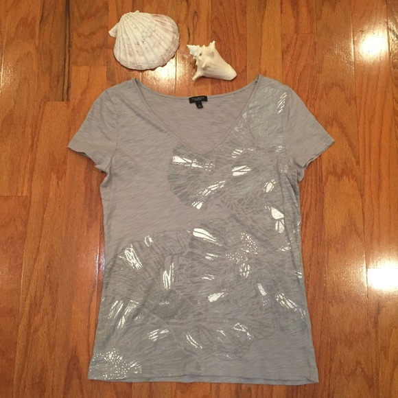 Talbots Tops - Talbots Size Small Women T shirt Seashells Shimmer Beach Nautical Short Sleeve